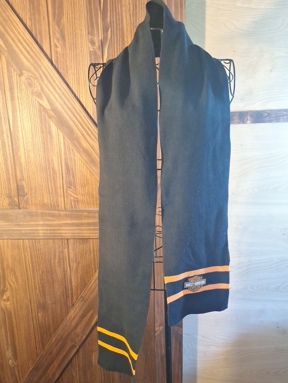 Harley-Davidson Black Scarf with Orange Stripe Accents